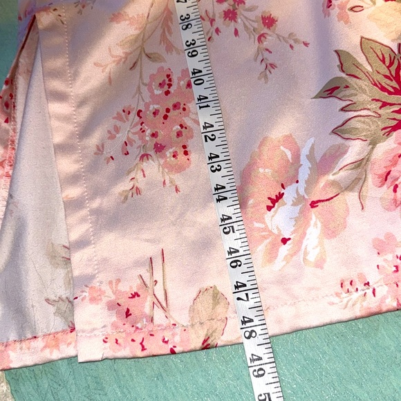 Miss Elaine XL pink floral satin robe #867955 fill zip front - Picture 6 of 8